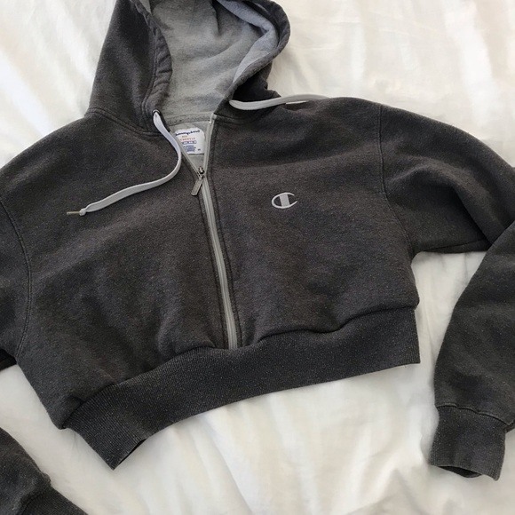 champion cropped zip up hoodie